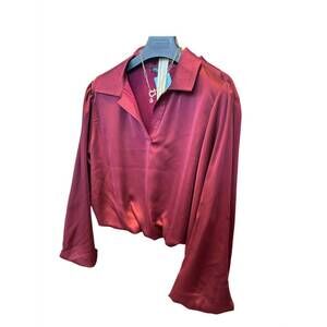 NEW LOOWIE women's veronica holiday bubble blouse in red